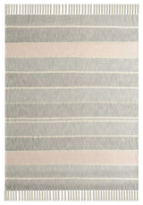 Touch of Blush Striped Throw Blanket With Fringe