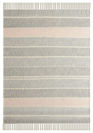 Touch of Blush Striped Throw Blanket With Fringe