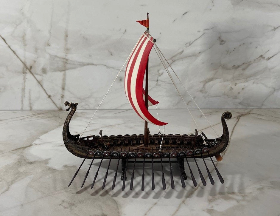 Viking Warrior Ship Art Sculpture