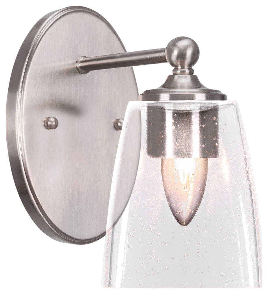 Capri 1-Light Wall Sconce, Brushed Nickel/Square Clear Bubble