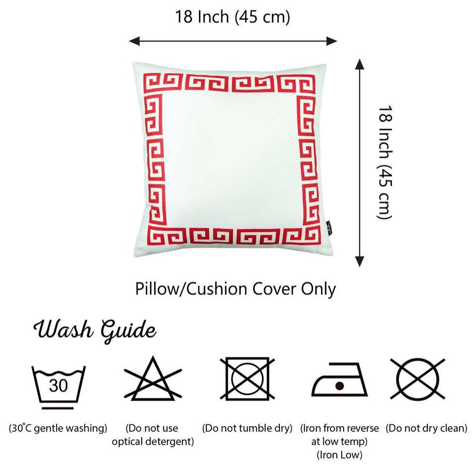 Red and White Greek Key Classic Throw Pillow