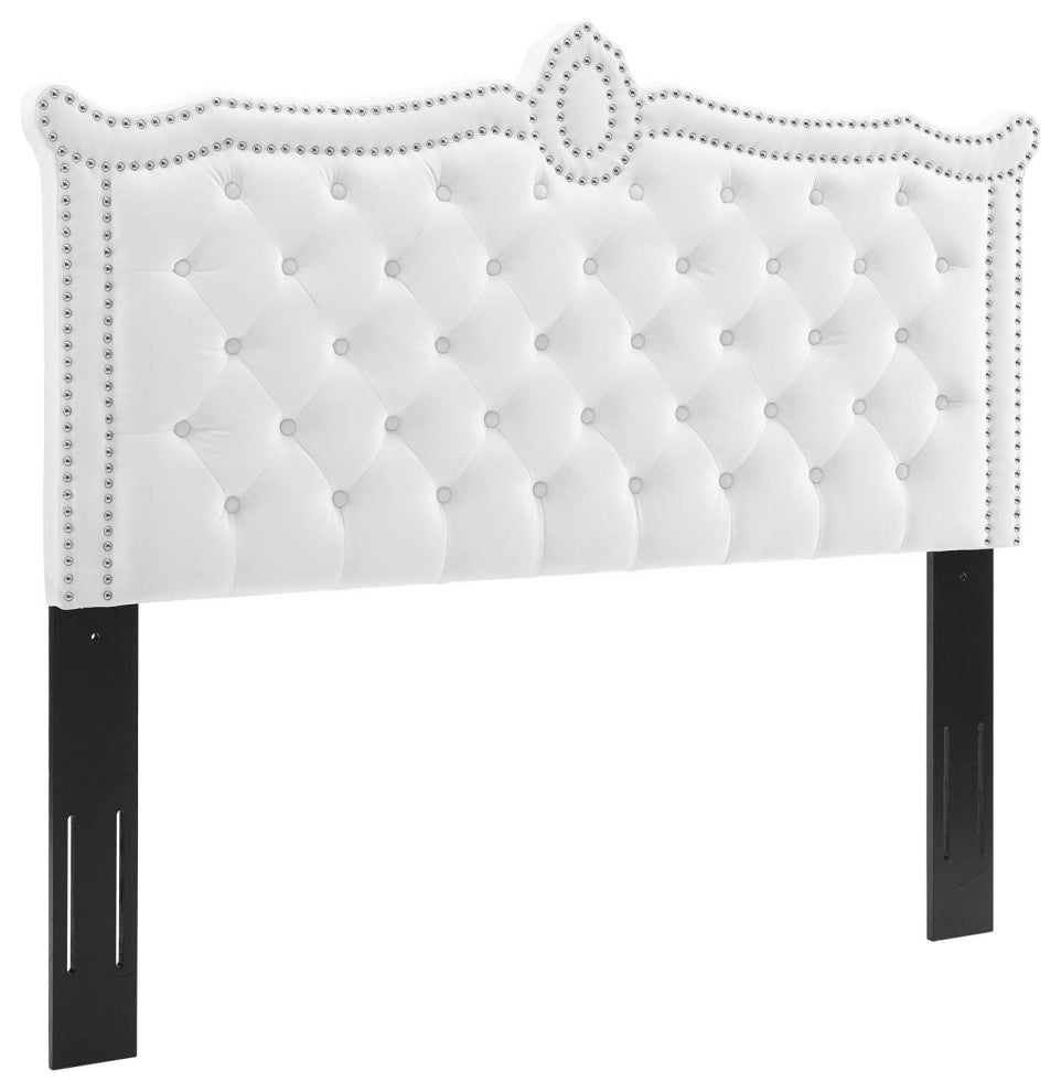 Louisa Tufted Performance Velvet Twin Headboard, White