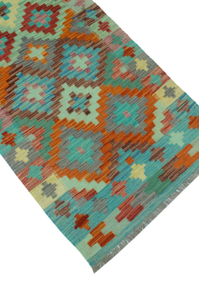 Sangat Kilim Corwyn Burgundy/Gold Runner, 2'8x13'0