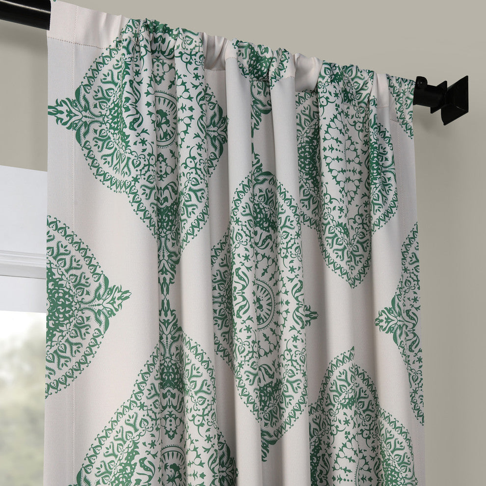 Henna Clover Blackout Room Darkening Curtain, Set of 2, Clover, 50"x108"