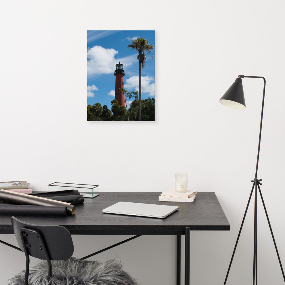 Jupiter Lighthouse Color Coastal Landscape Photo Canvas Wall Art Print, 18" X 24"