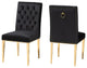 Caspera Black Velvet Fabric and Gold Metal 2-Piece Dining Chair Set