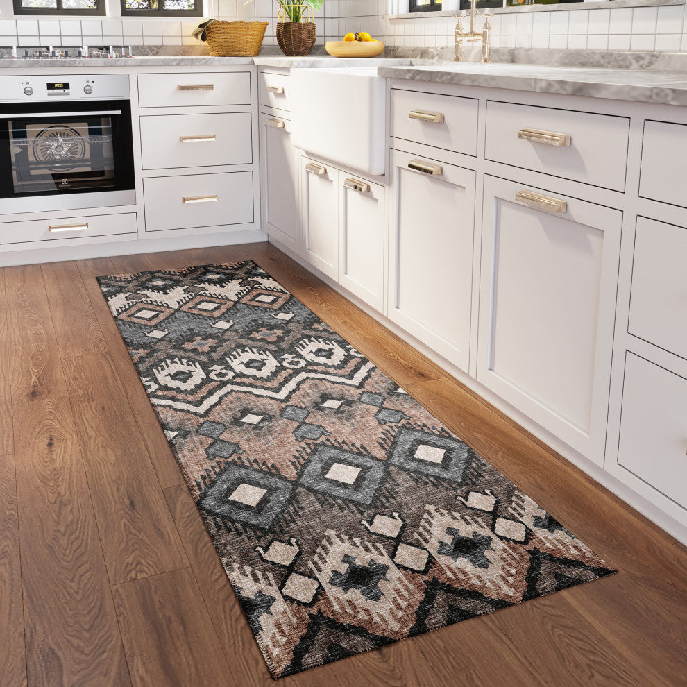 Indoor/Outdoor Sedona SN2 Bison Machine Washable 2'3" x 10' Runner Rug