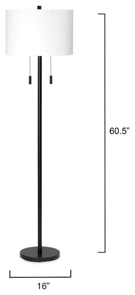 Lincoln 2-Light Metal Floor Lamp, Black