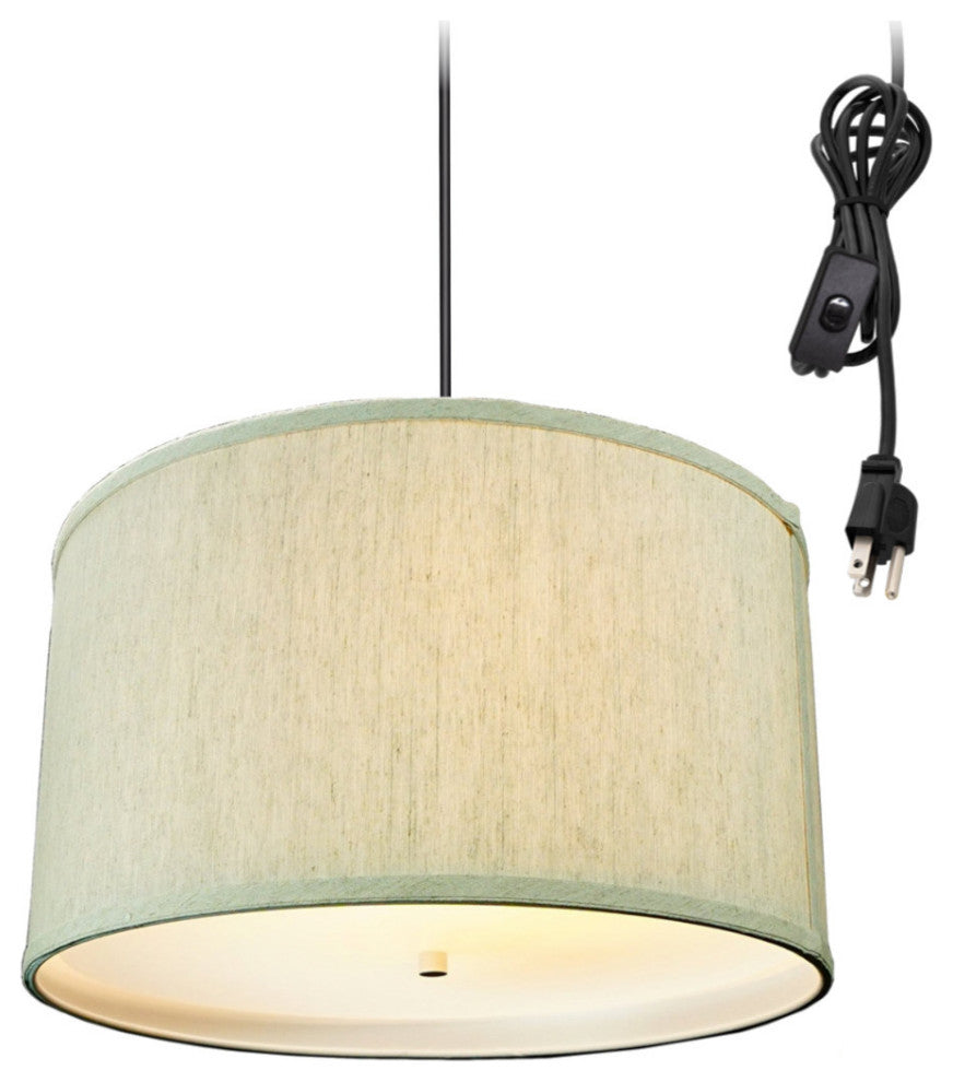 2 Light Swag Plug-In Pendant 18"w Textured Oatmeal with Diffuser, Black Cord