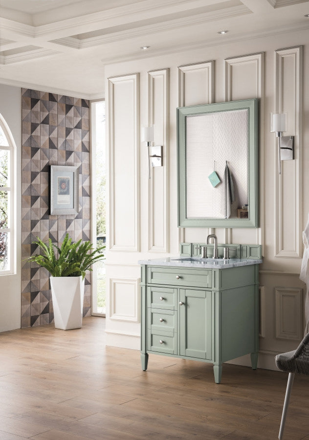 Brittany 30" Vanity, Sage Green, Carrara Marble Top