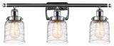 Small Bell 3 Light Bath Vanity Light, Polished Chrome, Deco Swirl