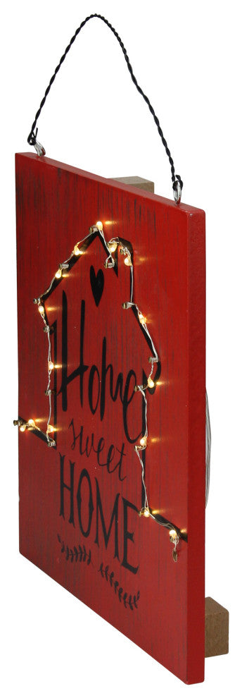 8" Battery Operated LED Lighted Red Rustic "Home Sweet Home" Wall Sign