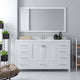 Caroline Avenue 60" Single Bath Vanity, White w White Quartz Top and Square Sink