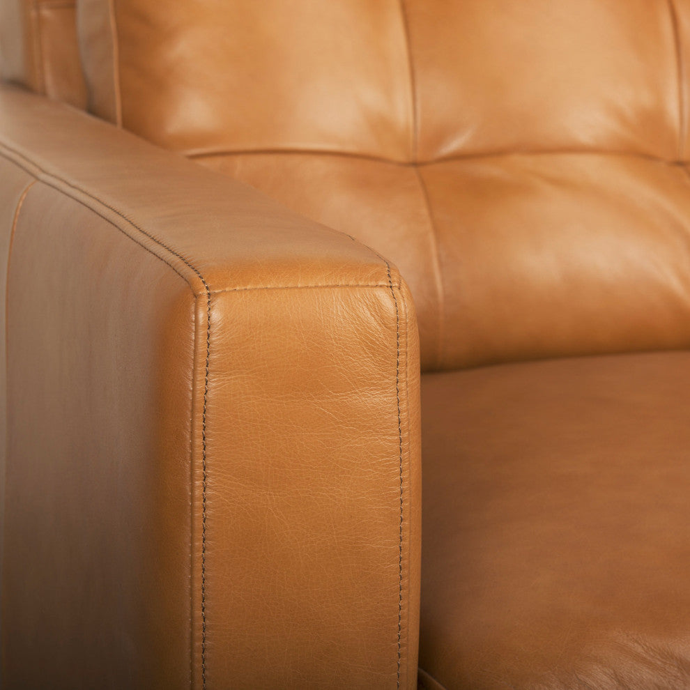 Olaf 88.2Lx37.8Wx35H Tan Leather Sofa