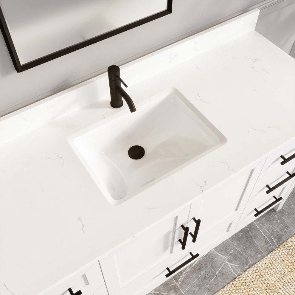 Houston 60" Single Vanity With Power Bar and Drawer Organizer, White