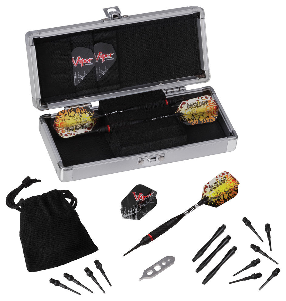 Jaguar Tungsten Soft Tip Darts, 2 Knurled Rings, 18 Grams