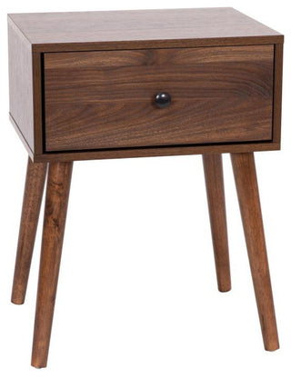 Hatfield One Drawer Wood Nightstand, Side Accent or End Table-Dark Walnut
