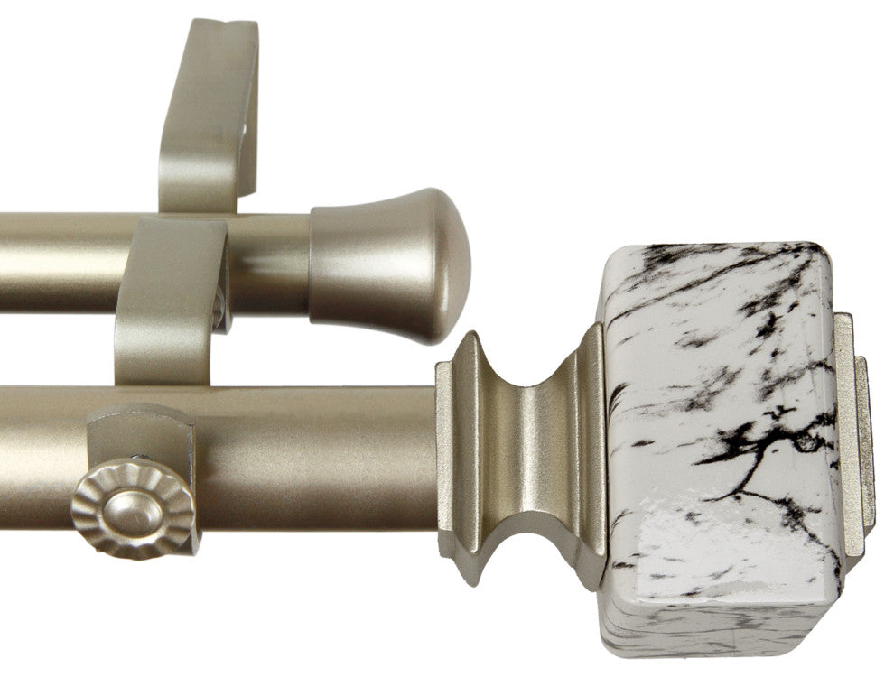 Brielle 1" Diameter Double Curtain Rod, Gold, 66-120"