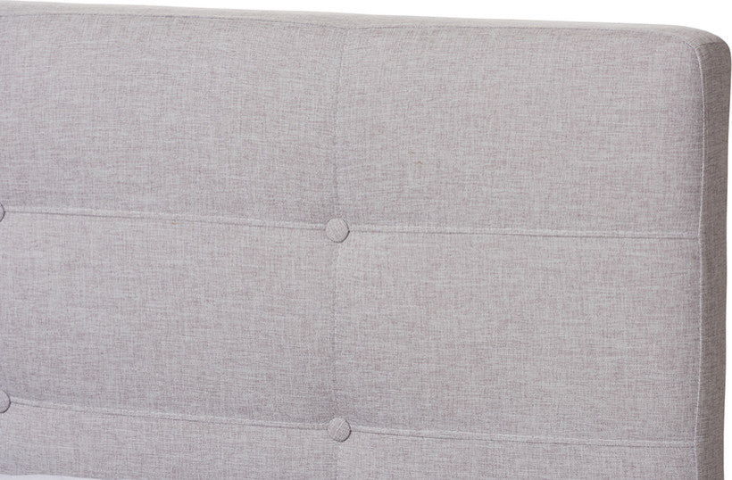 Valencia Mid-Century Modern Grayish Beige Fabric Full Size Platform Bed