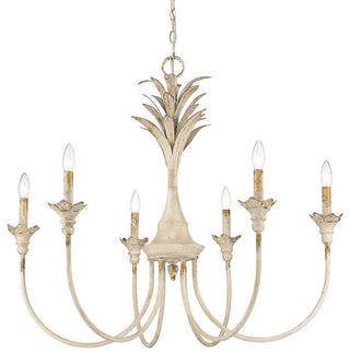 Golden Lighting Lillianne 6 Light Chandelier, Antique Ivory, 0846-6AI