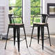 Bar Stool Chair Barstool, Set of 2, Wood, Metal, Black, Modern, Bar Pub Bistro