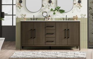 Home Living 72" Double Bathroom Vanity, Mocha Brown