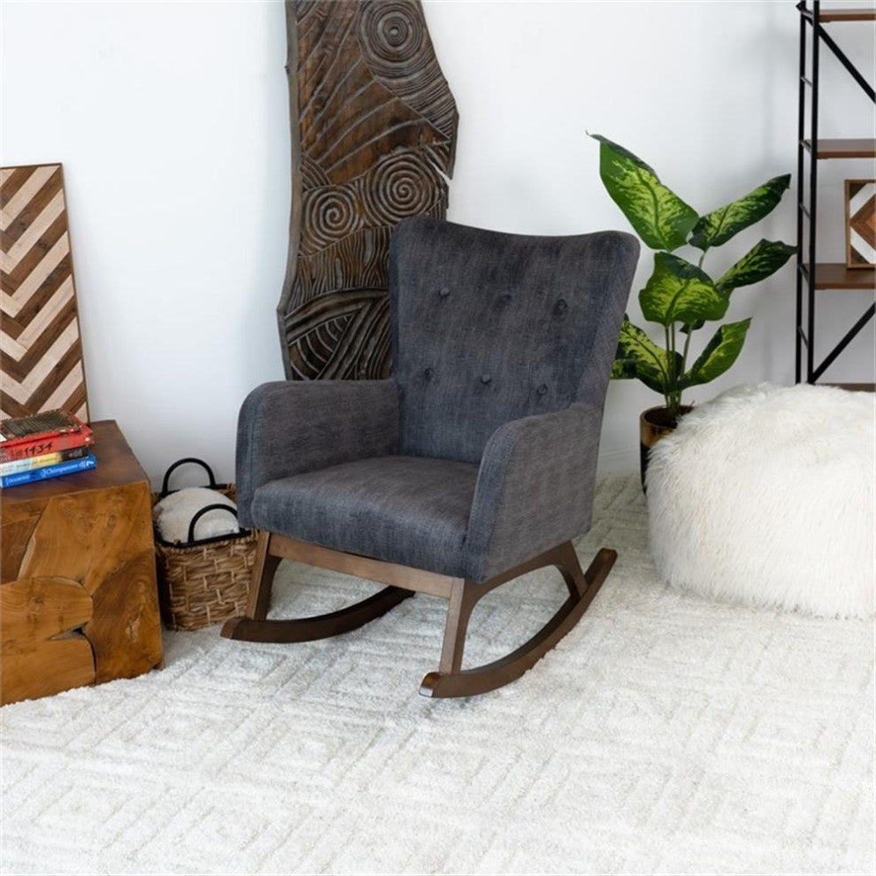 Logan Modern Indoor Livingroom Fabric Rocking Accent Chair in Gray