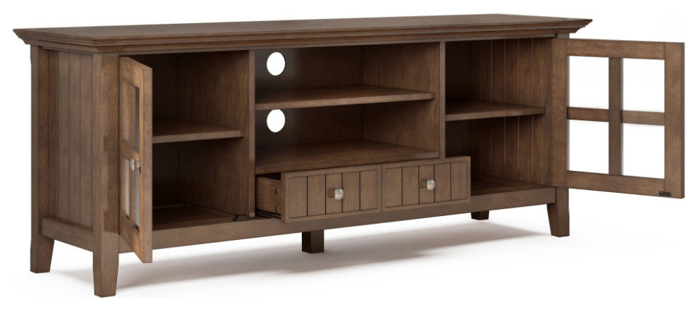 Acadian Solid Wood 60" Tv Media Stand, Rustic Natural Aged Brown