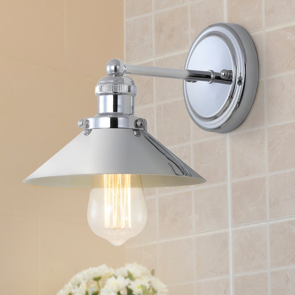 June Metal Shade Sconce, Chrome, 1-Light