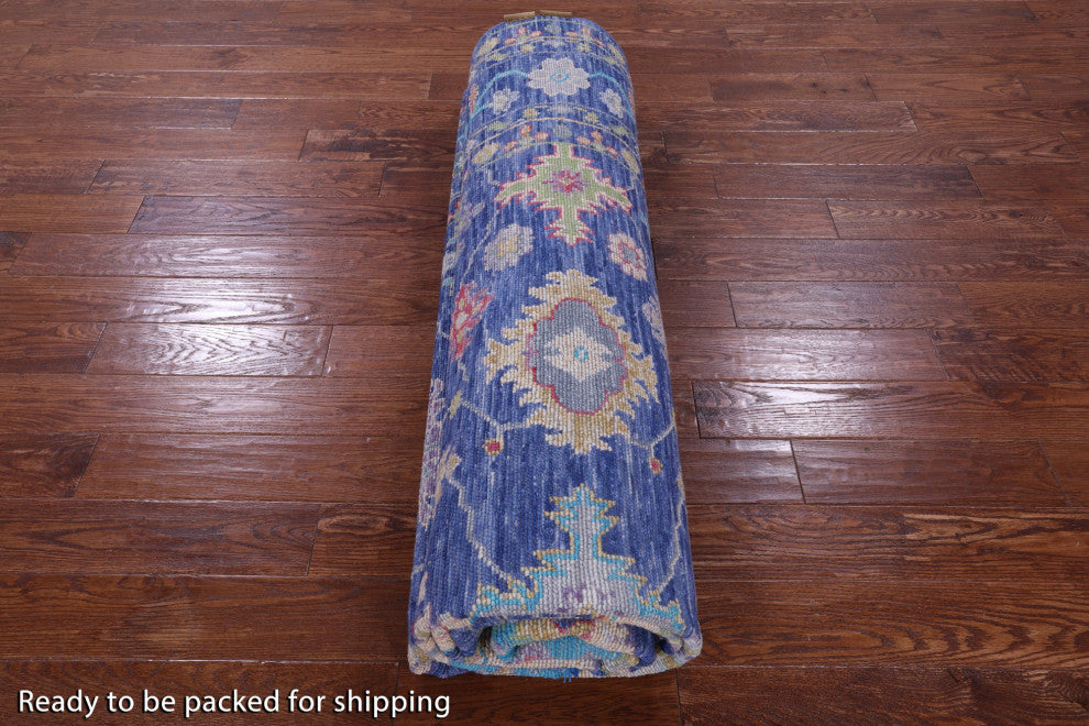 9' 2" X 12' 1" Hand-Knotted Turkish Oushak Wool Rug - Q14959