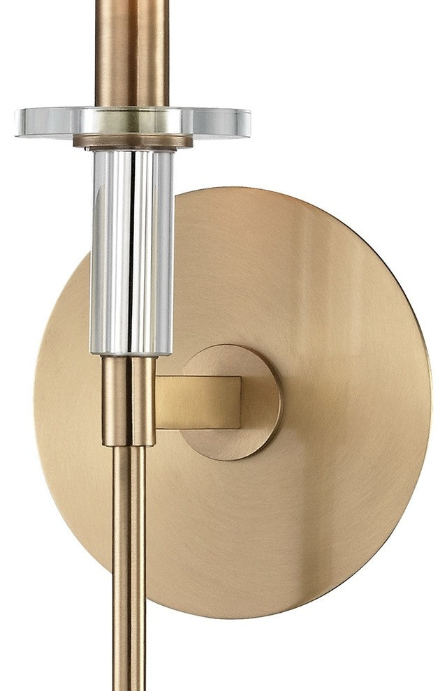 Amherst 1 Light Wall Sconce, Aged Brass Finish, White Faux Silk