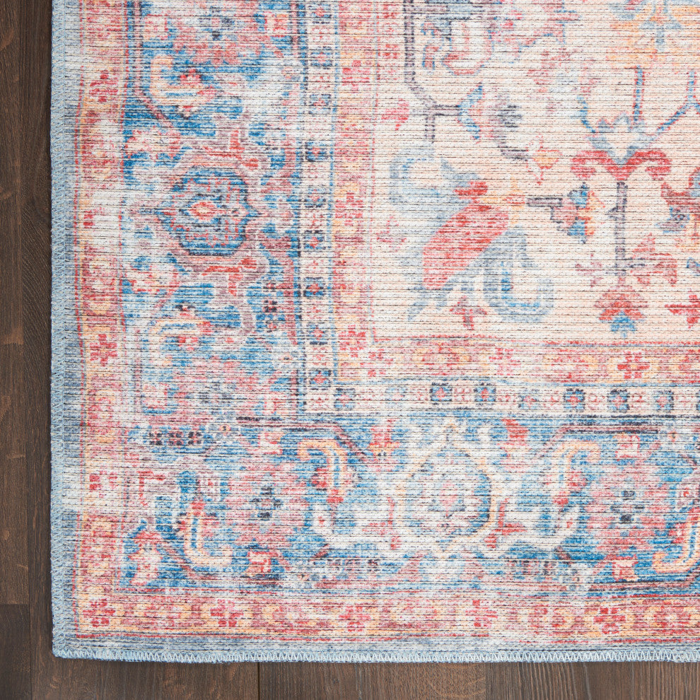 Nicole Curtis Nc Series 1 5' x 7' Blue/Multicolor Machine Washable Area Rugs