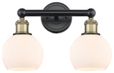 Athens 2-Light 15" Bath Vanity Light, Black Antique Brass, Matte White