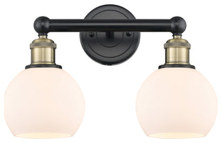Athens 2-Light 15" Bath Vanity Light, Black Antique Brass, Matte White
