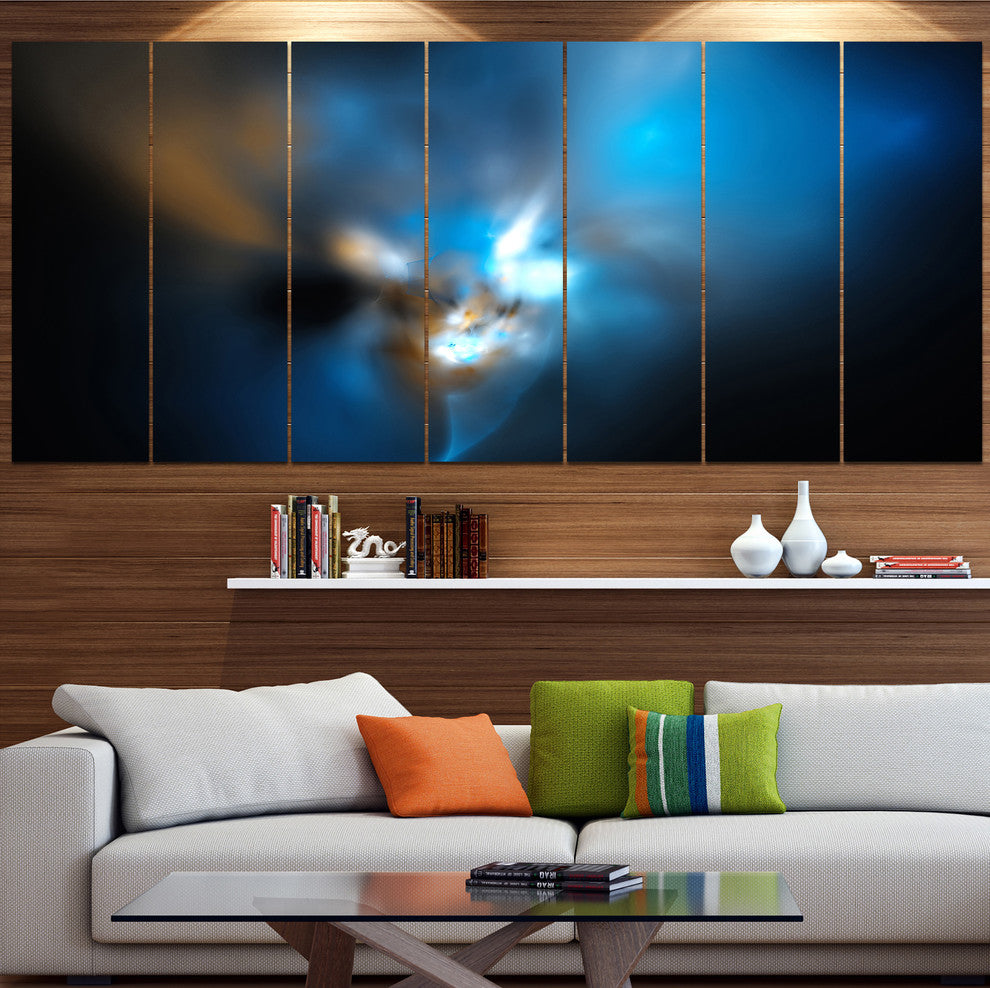 Mystic Green Fractal, Abstract Wall Art Canvas, 83"x32", 7 Panels