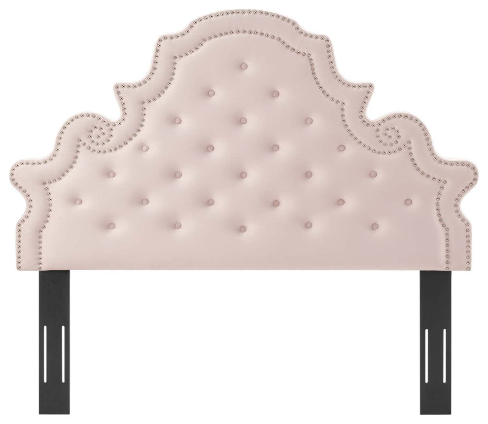 Tufted Headboard, King Size, Velvet, Pink, Modern Contemporary, Bedroom Master