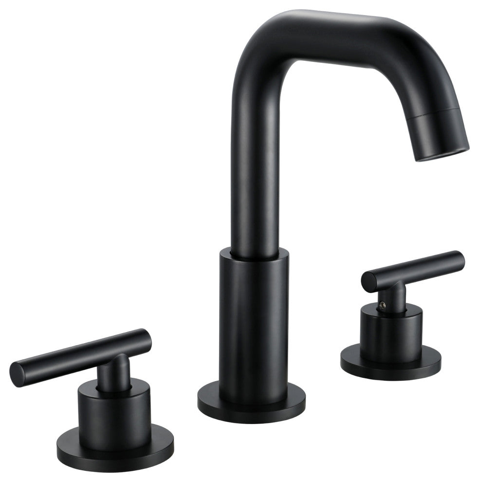 8 in. Widespread 2-Handle High Arc Bathroom Faucet with Brass Dics Valve, Black