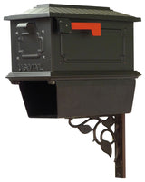 Kingston Mailbox With Newspaper Tube & Floral Front Mailbox Mounting Bracket