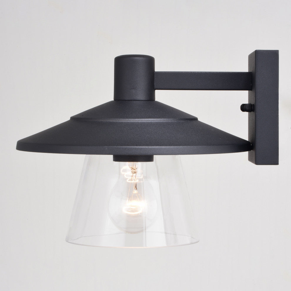 Westport Steel 1 Light Black Coastal Outdoor Wall Lantern Clear Glass