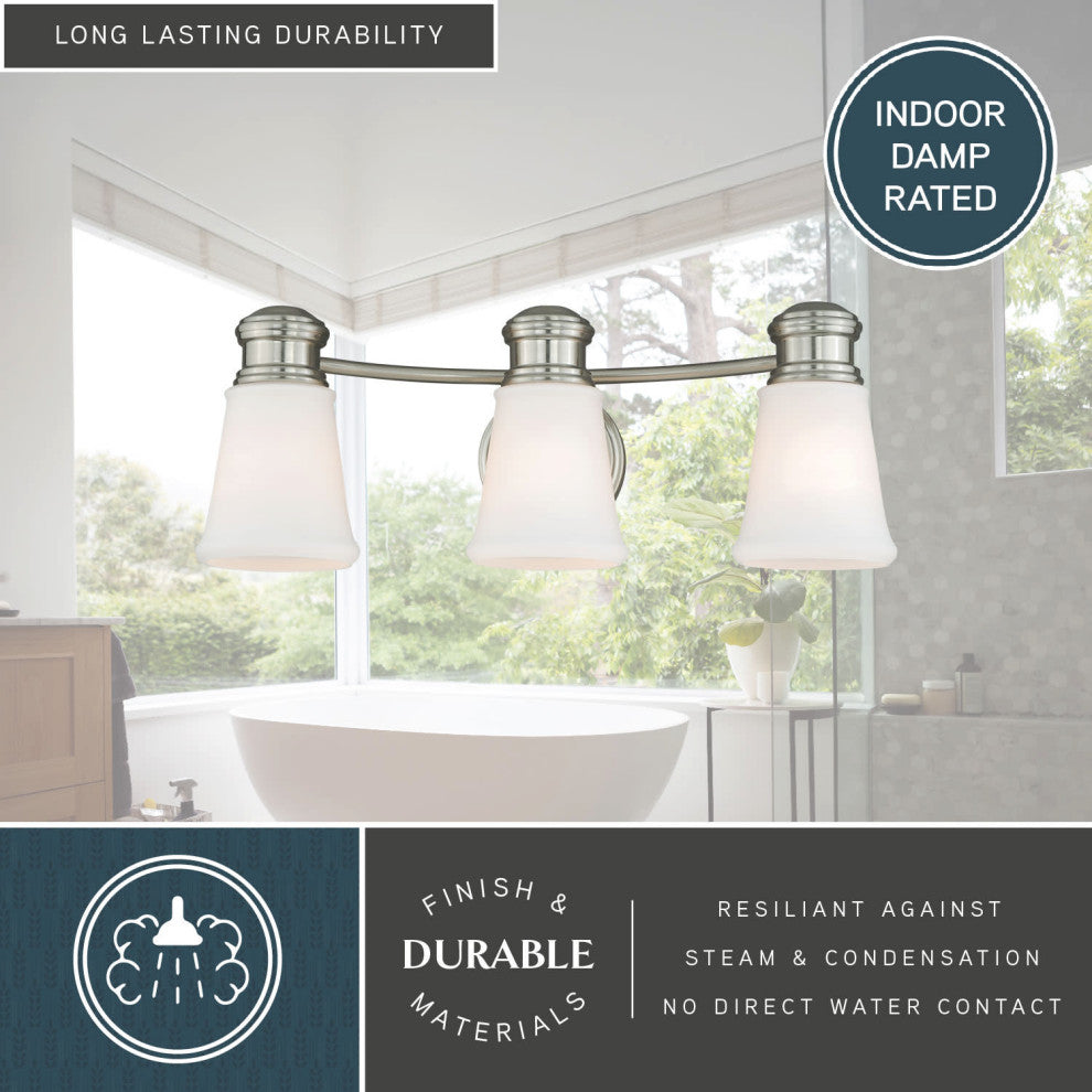 Malie 3-Light Vanity Satin Nickel