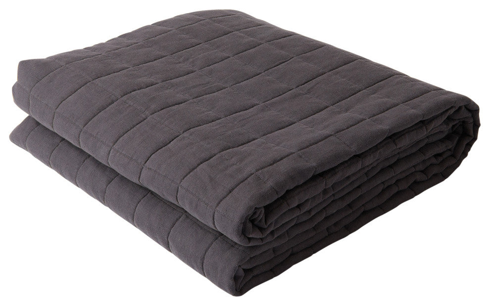 Linen and Cotton Diamond Quilt, Grey, Twin