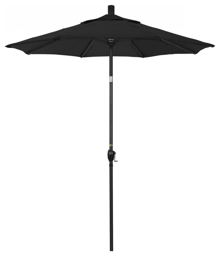 6ft. Stone Black Aluminum Market Umbrella Push Button Tilt Black Sunbrella