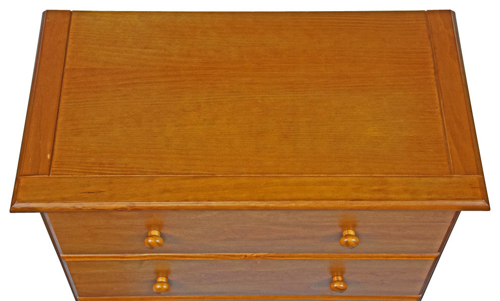100% Solid Wood 5-Drawer Chest, Honey Pine