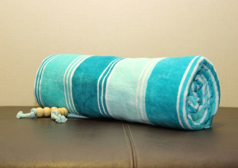 Ombre Crescent Beach Towel, Turquoise