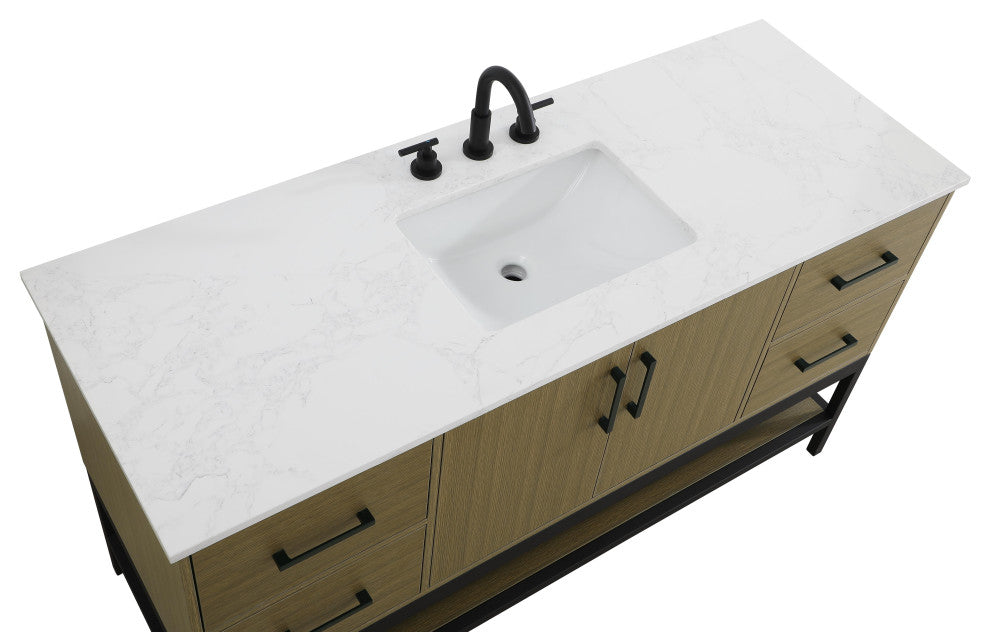 Home Living 60" Single Bathroom Vanity, Chestnut Brown