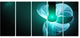 Blue Flower Fractal Illustration, Abstract Canvas Art Print, 60"x28", 5 Panels
