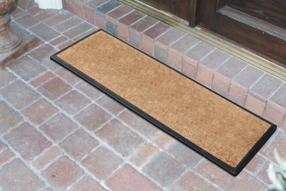 A1HC Natural Coir and Rubber Large Door Mat, Black Border Molded Coir 18"x48"