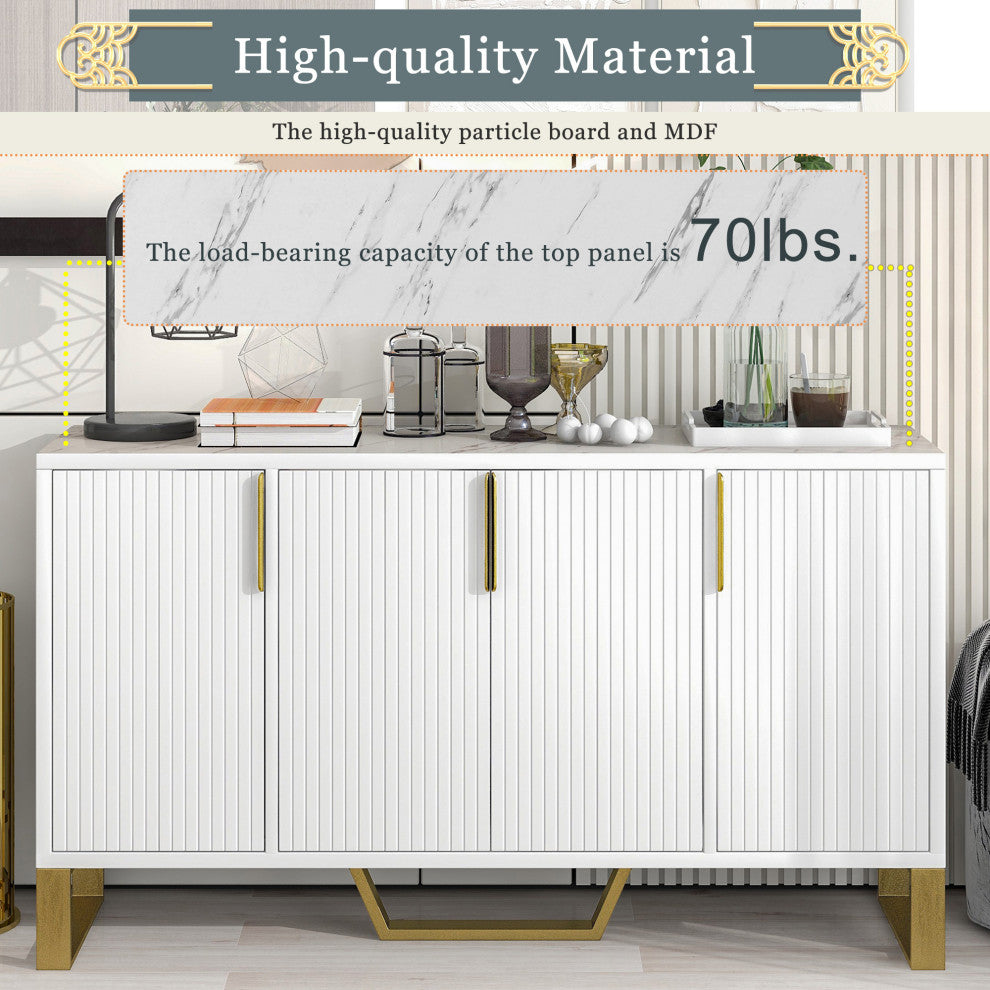 TATEUS 60"Modern dining Buffets sideboard Kitchen Cabinet, White