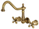 Kingston Brass Wall Mount Kitchen Faucet, Antique Brass
