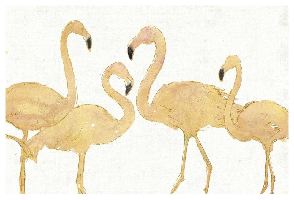 "Flamingo Fever I no Splatter Gold" Paper Print by Anne Tavoletti, 38"x26"